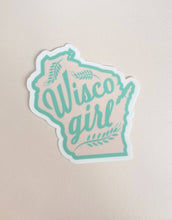 Load image into Gallery viewer, Wisco Girl Wisconsin State Vinyl Sticker: Pink and Green