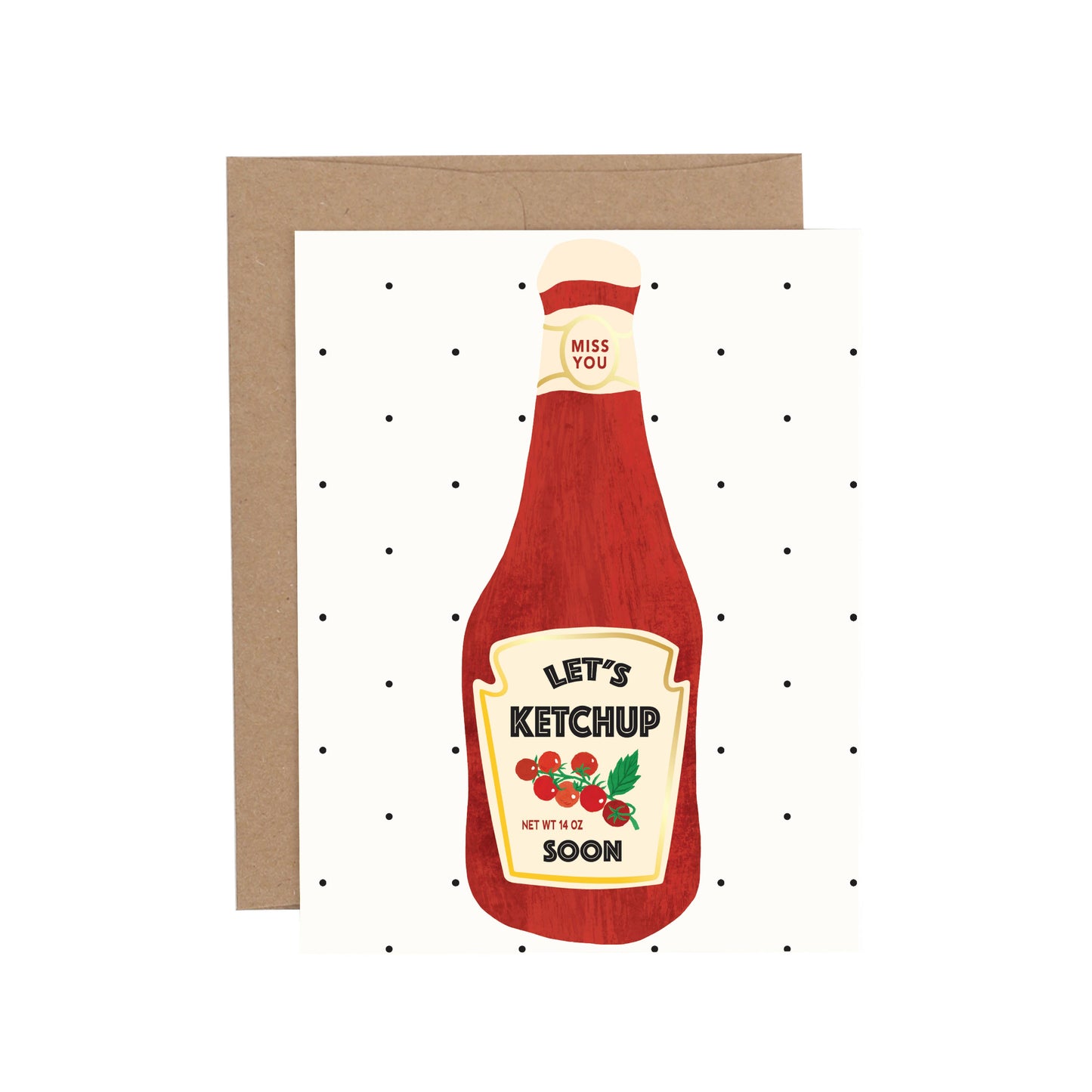 Miss You Ketchup Bottle Tomato Greeting Card