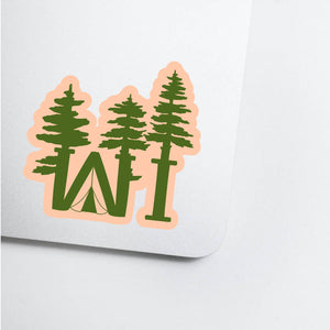 WI Camping Forest Vinyl Sticker: Pink/green