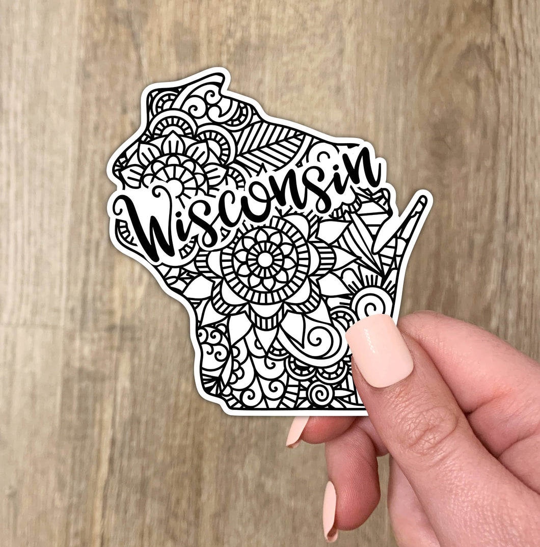 Wisconsin Mandala Sticker (20 Color Options)
