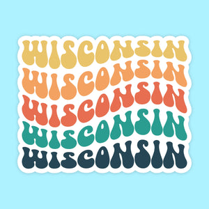 Wisconsin Retro State Name Sticker